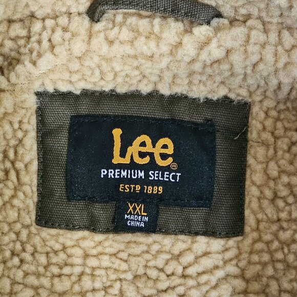 Lee Mens XXL Olive Green Sherpa-Lined Sleeveless Vest With Pockets & Zip Closure - Picture 3 of 8